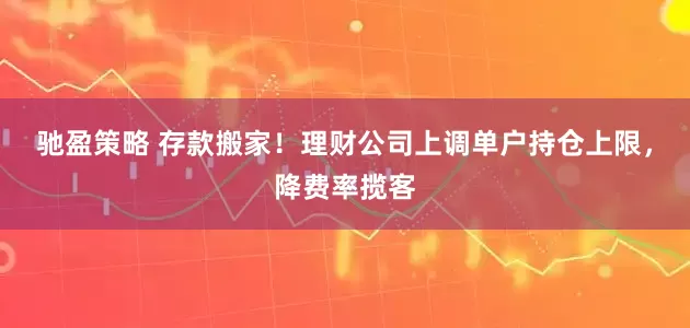 驰盈策略 存款搬家！理财公司上调单户持仓上限，降费率揽客